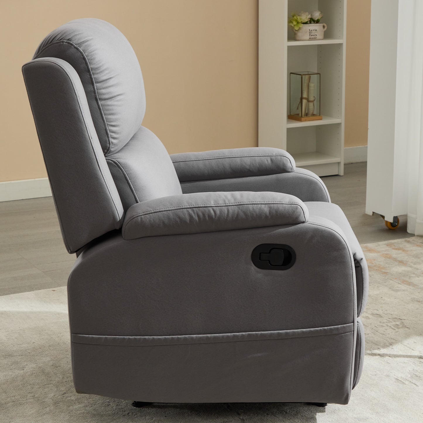 PU leather recliner massage chair with adjustable leg positions at the back, easy to reach side buttons - gray - LaTezza Online Shop