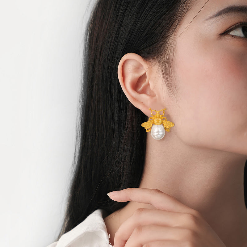 Honey Bee Earrings Women's Unique Retro Animal Gold Metal Earrings - LaTezza Online Shop
