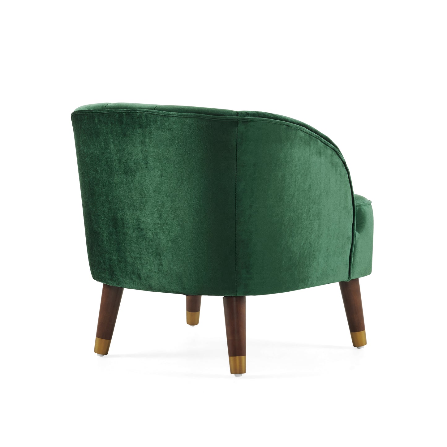 Green Upholstered Barrel Accent Chair With Wooden Legs - LaTezza Online Shop