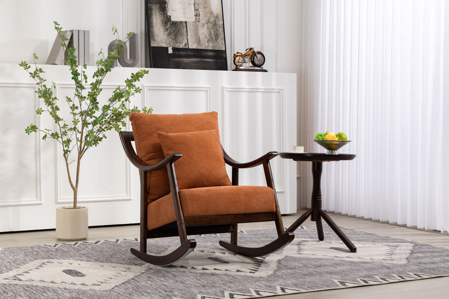 Mid Century Modern Accent Chairs Comfy Upholstered Glider Arm Chair with Solid Wood for Living Room Bedroom Balcony - LaTezza Online Shop