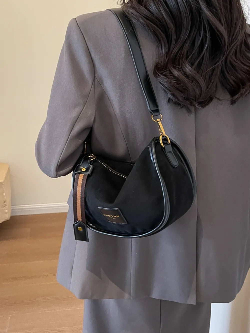 Suede Adjustable Strap Shoulder Bag - LaTezza Online Shop