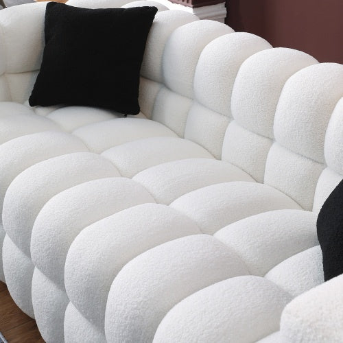 62.2length ,35.83 Deepth ,human Body Structure For USA People, Marshmallow Sofa,boucle Sofa ,White Color, 2 Seater - LaTezza Online Shop
