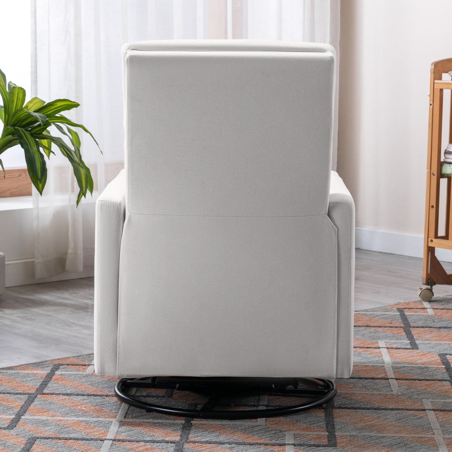 Modern Upholstered Rocker Nursery Chair Plush Seating Glider Swivel Recliner Chair Beige - LaTezza Online Shop