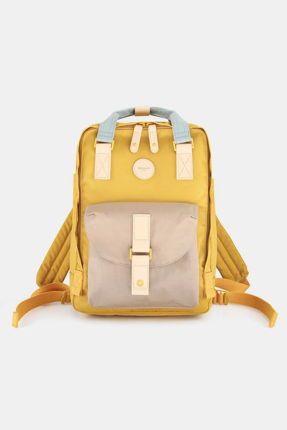 Himawari Contrast Waterproof Canvas Backpack Bag with Round Label - LaTezza Online Shop