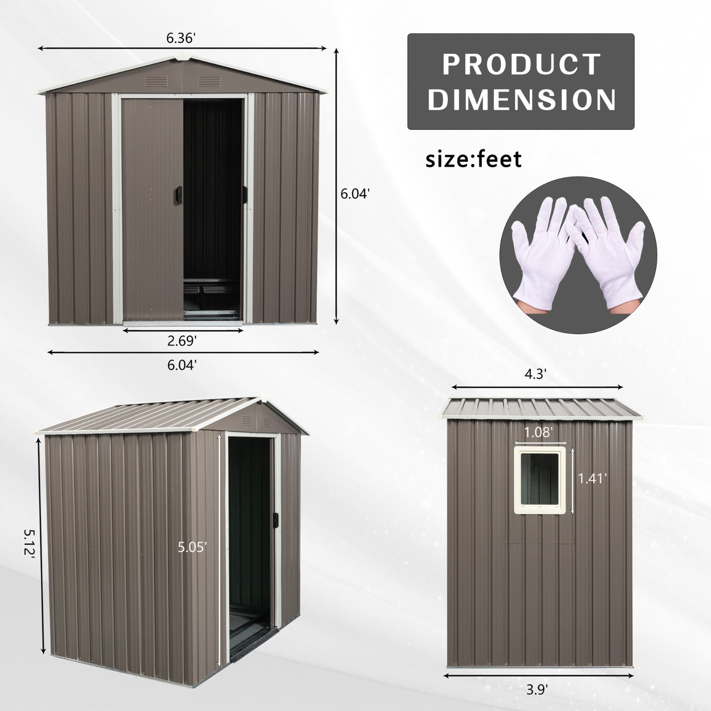 6ft X 5ft Outdoor Metal Storage Shed Gray With Window - LaTezza Online Shop