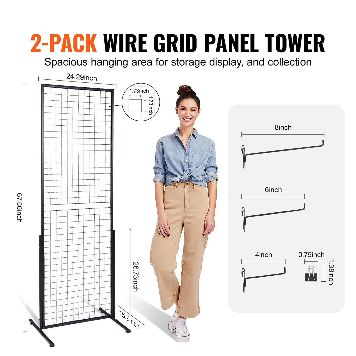 VEVOR Grid Wall Panels Tower 2 Packs Wire Gridwall Display Racks Double Side Gridwall Panels For Art Craft Shows - LaTezza Online Shop