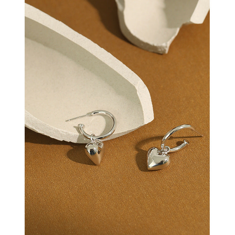 Simple temperament love heart-shaped pendant earrings women's versatile earrings - LaTezza Online Shop