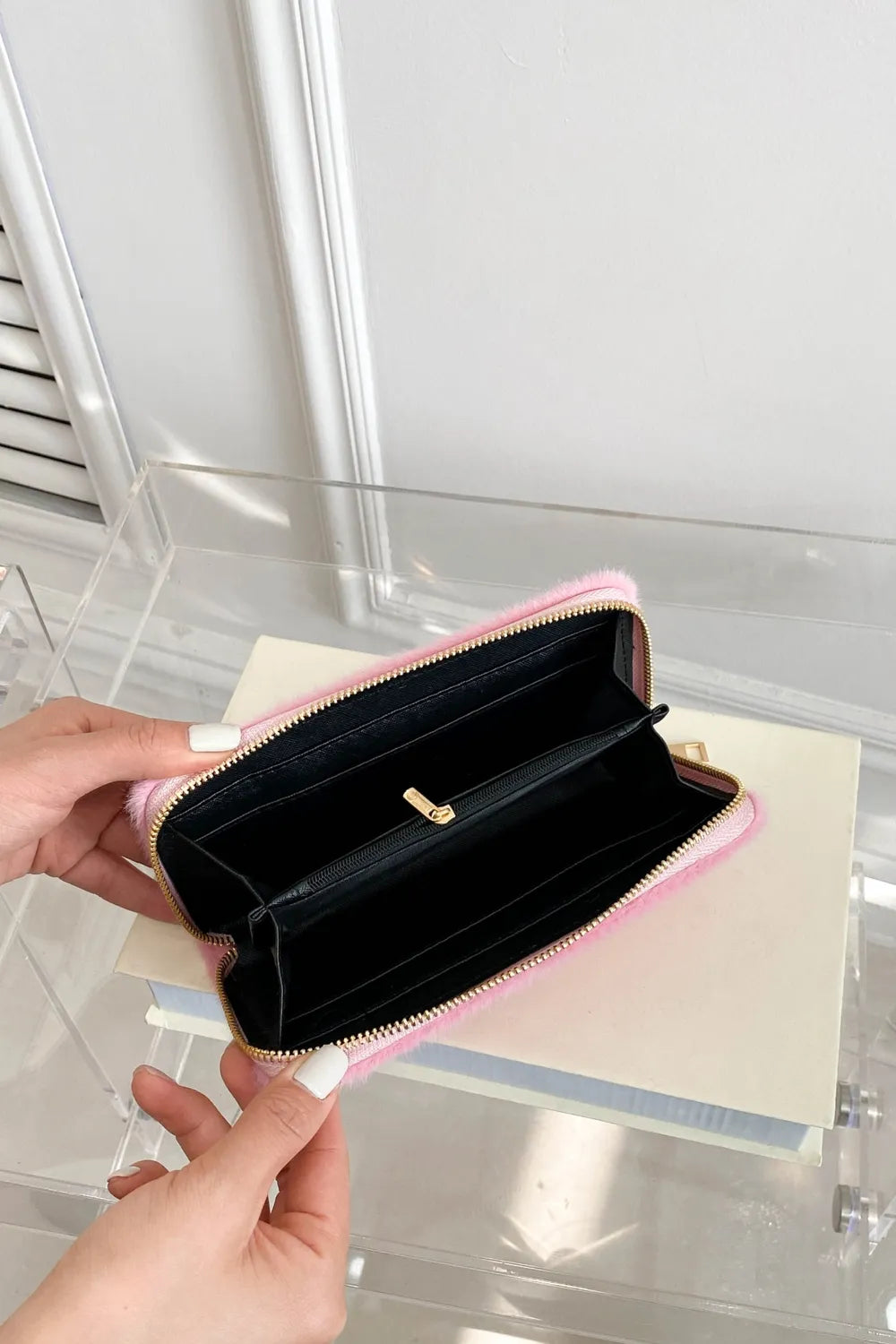 Solid Color Fluff Rectangle Wallet - LaTezza Online Shop
