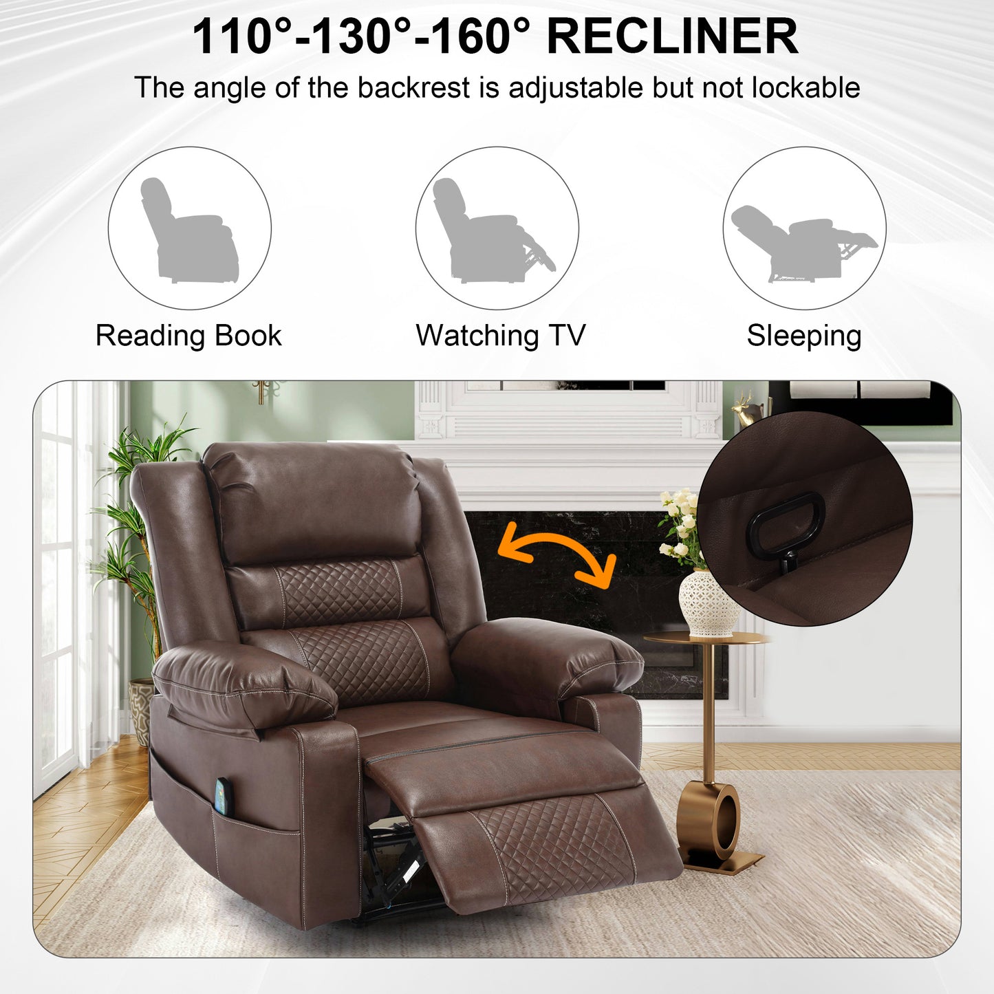Breathable Leather Massage Recliner Chair Manual Living Room Reclining Sofa - LaTezza Online Shop