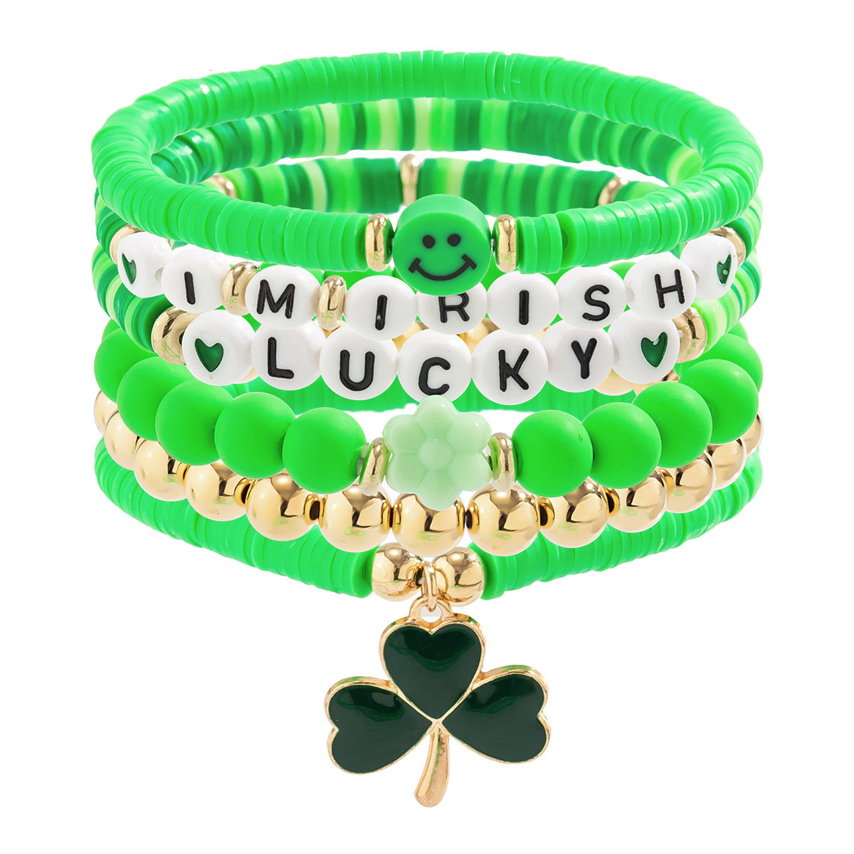 Clover Letter Bracelet, Simple Green Bead Bracelet, Beer Festival Jewelry - LaTezza Online Shop
