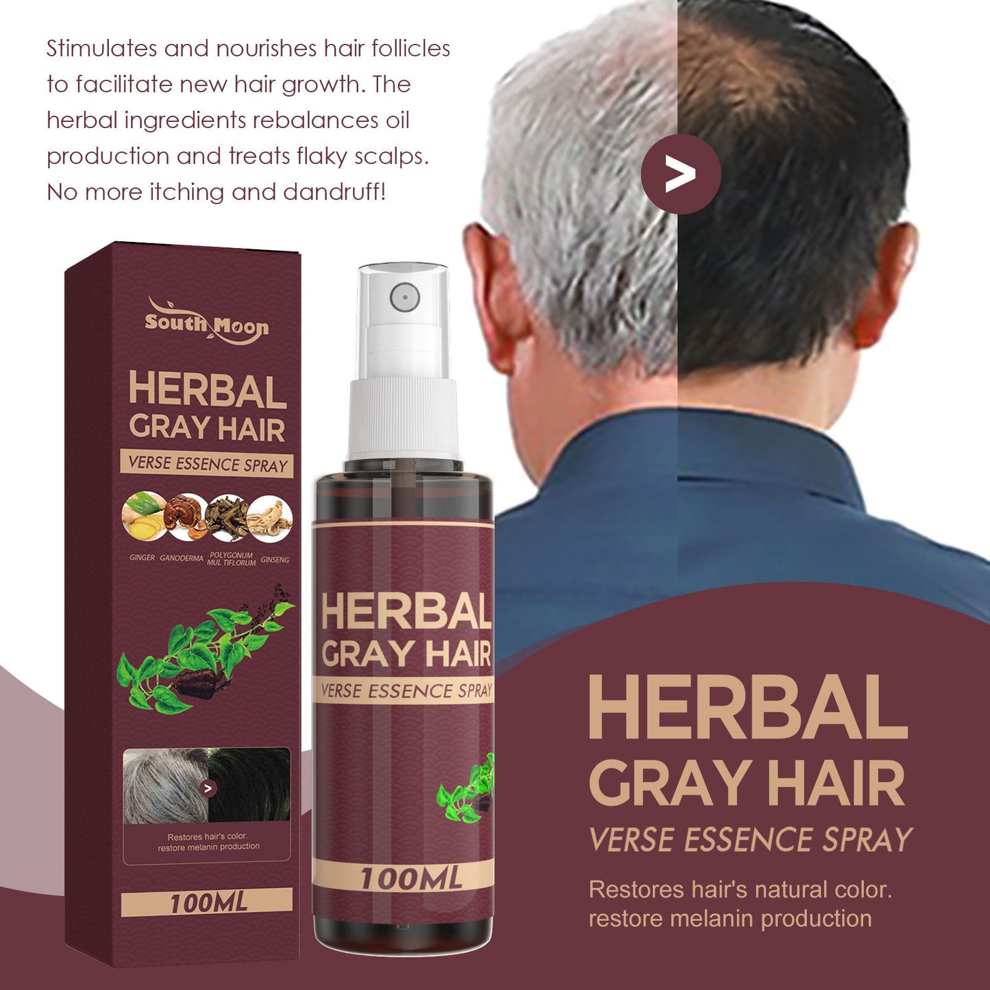 South Moon Herbal Black Hair Liquid Polygonum Multiflorum Herb Essence Moisturizing Black Hair Conditioner - LaTezza Online Shop
