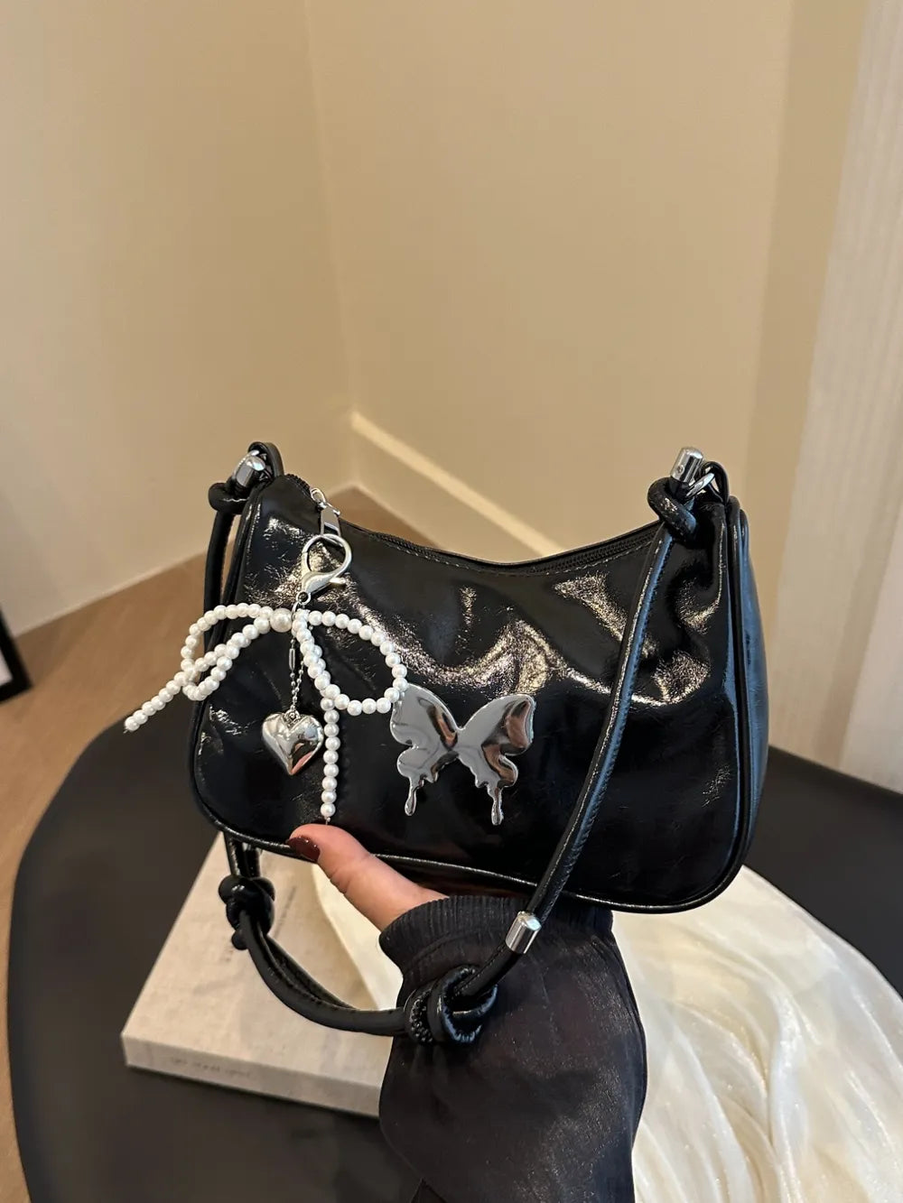 Shoulder Bag Butterfly PU Leather with Bow - LaTezza Online Shop