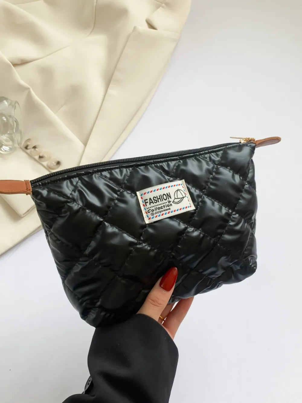Solid Quilted Clutch with Zipper - LaTezza Online Shop