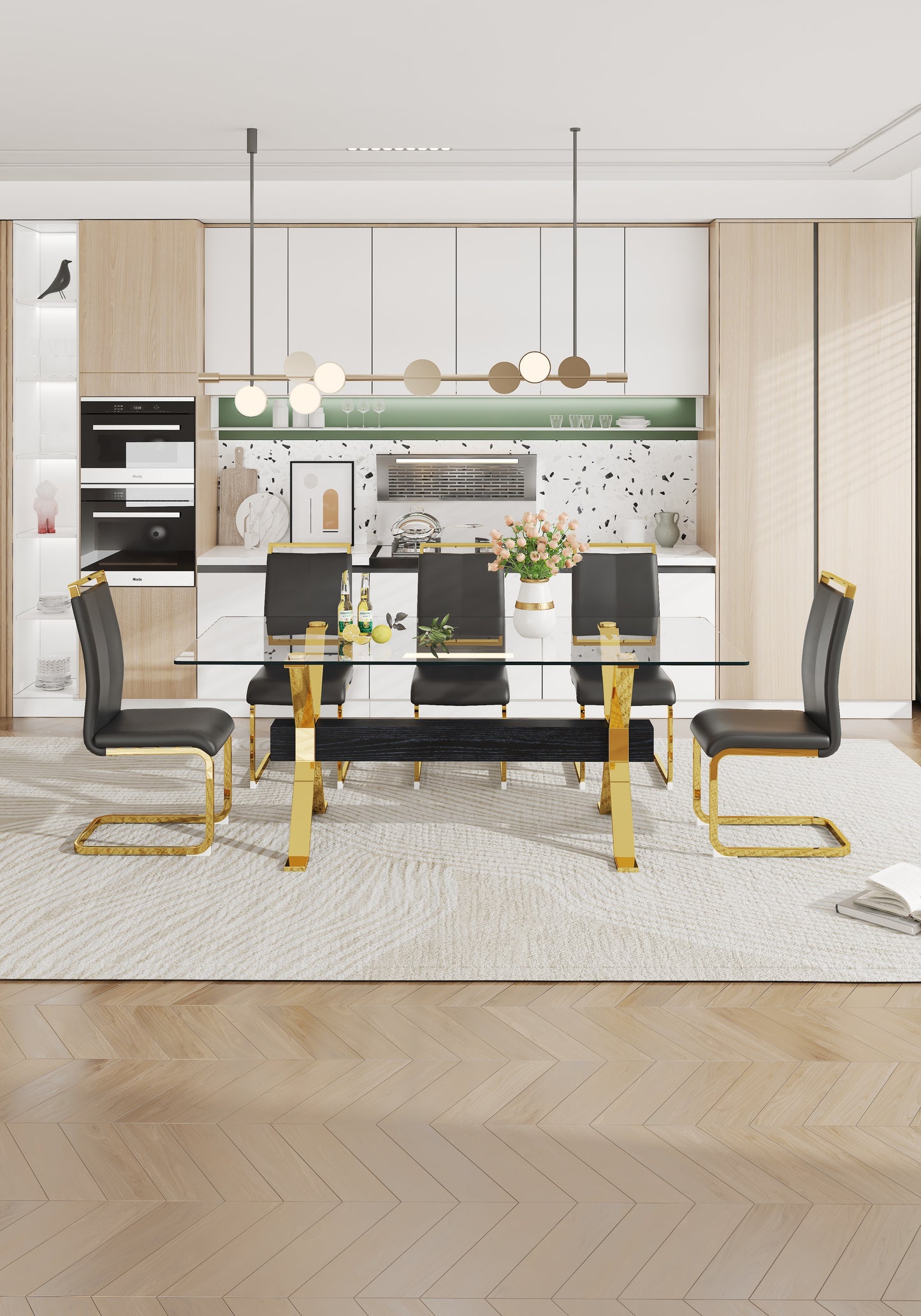 Dining table Modern tempered glass dining table Large modern office desk - LaTezza Online Shop