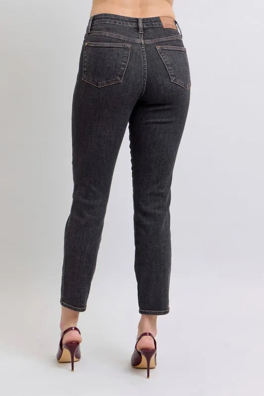 Judy Blue Full Size Mid Rise Tummy Control Slim Jeans Plus Size - LaTezza Online Shop