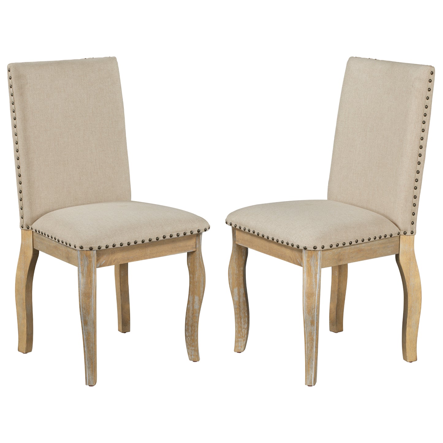 TREXM 5-Piece Farmhouse Dining Table Set Wood Round Extendable Dining Table and 4 Upholstered Dining Chairs (Natural Wood Wash) - LaTezza Online Shop