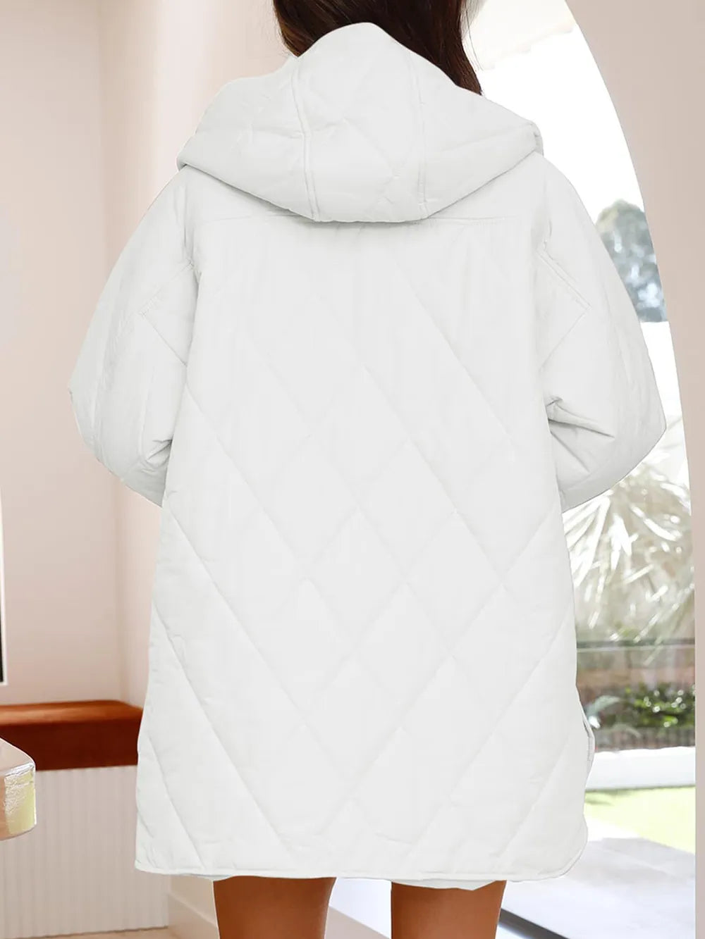 Slit Snap Down Long Sleeve Hooded Jacket - LaTezza Online Shop