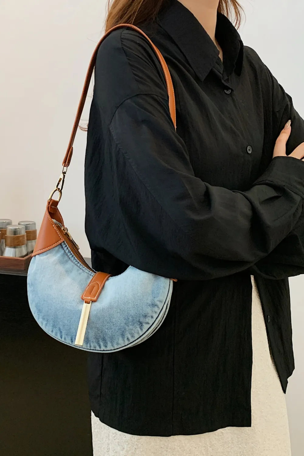 Contrast Denim Shoulder Bag - LaTezza Online Shop