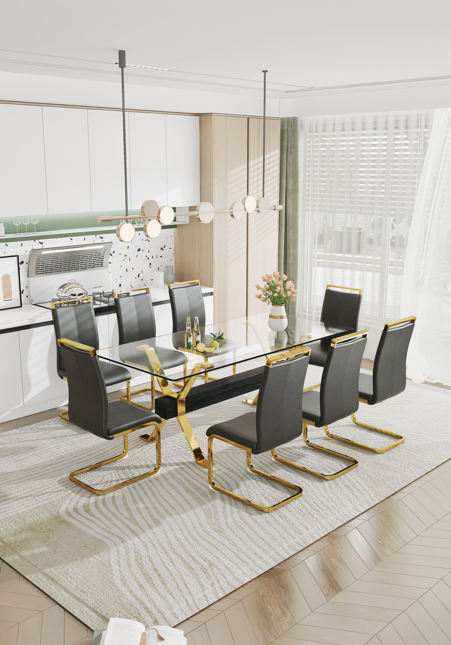 Dining table Modern tempered glass dining table Large modern office desk - LaTezza Online Shop