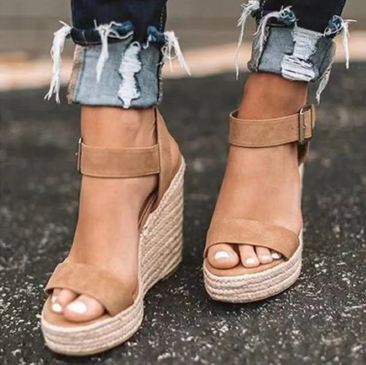Wedge Sandals Open Toe High Heels - LaTezza Online Shop