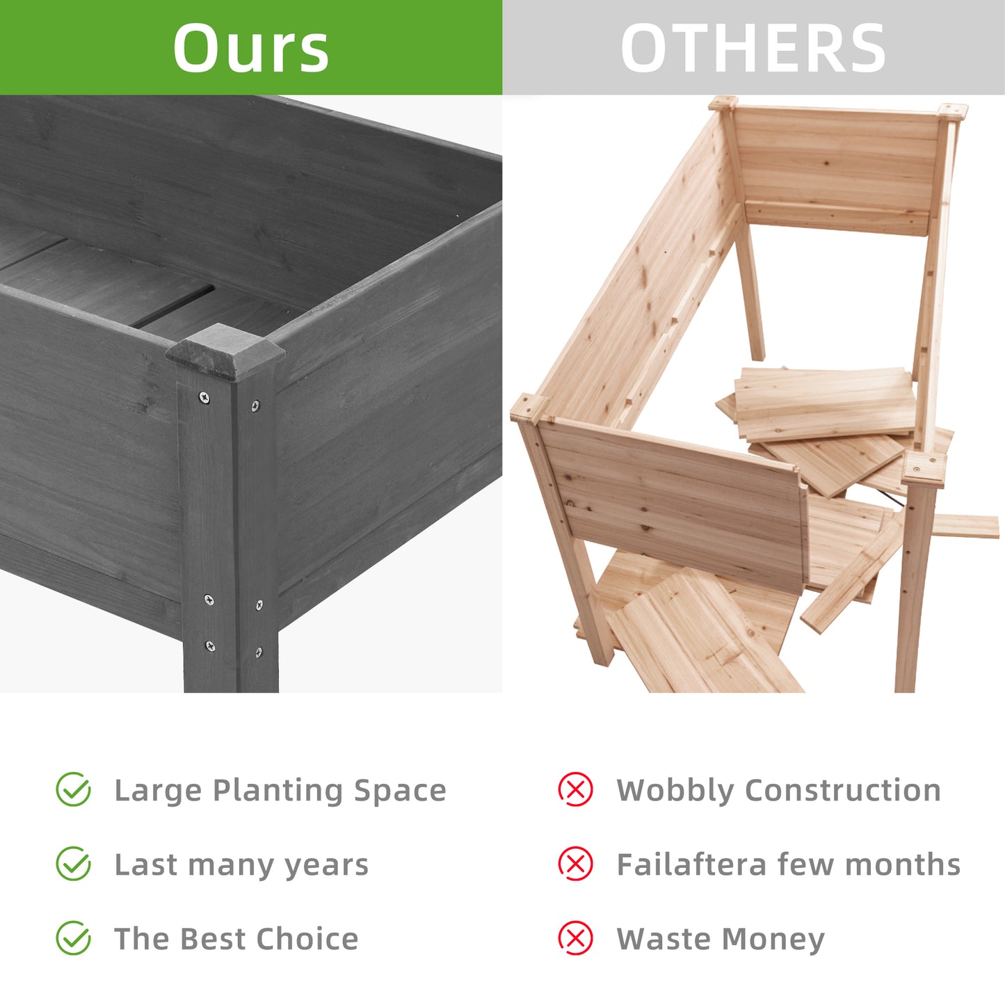 Raised Garden Bed with Legs, Elevated Wooden Planter Box for Outdoor Plants - LaTezza Online Shop