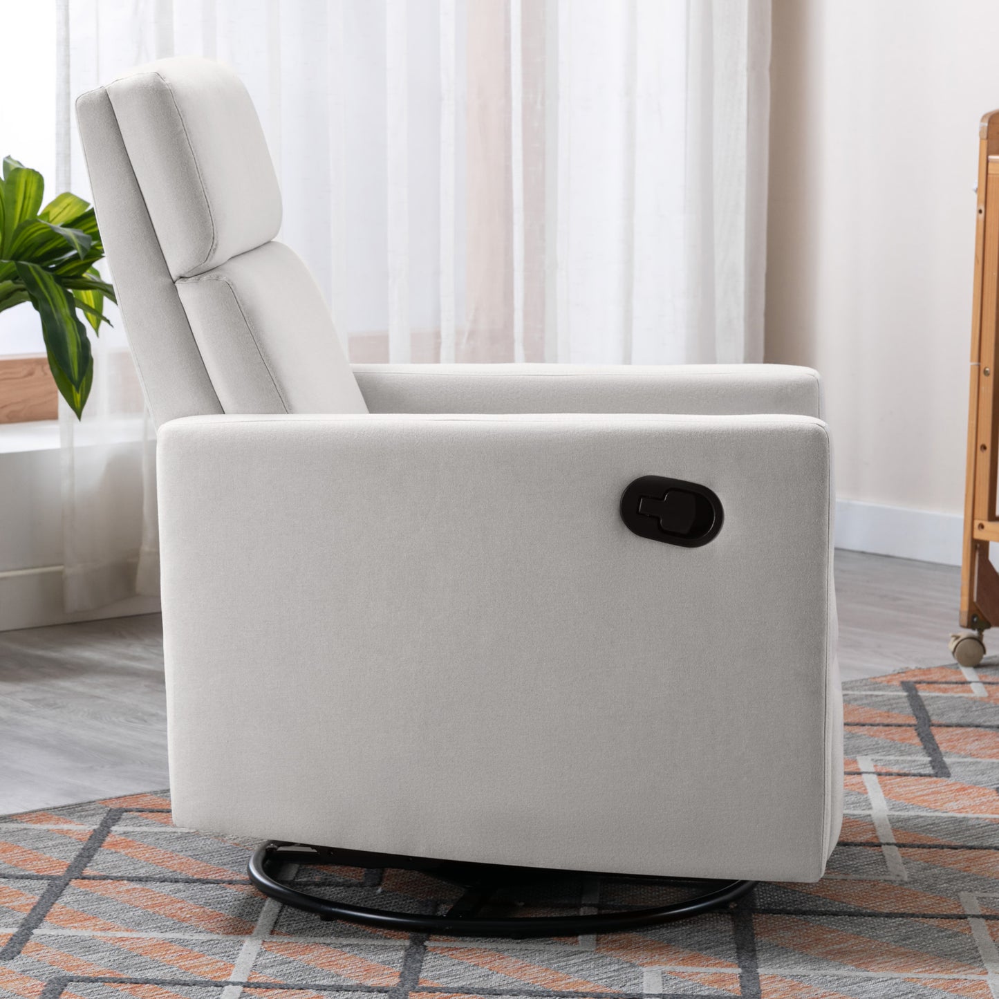 Modern Upholstered Rocker Nursery Chair Plush Seating Glider Swivel Recliner Chair Beige - LaTezza Online Shop