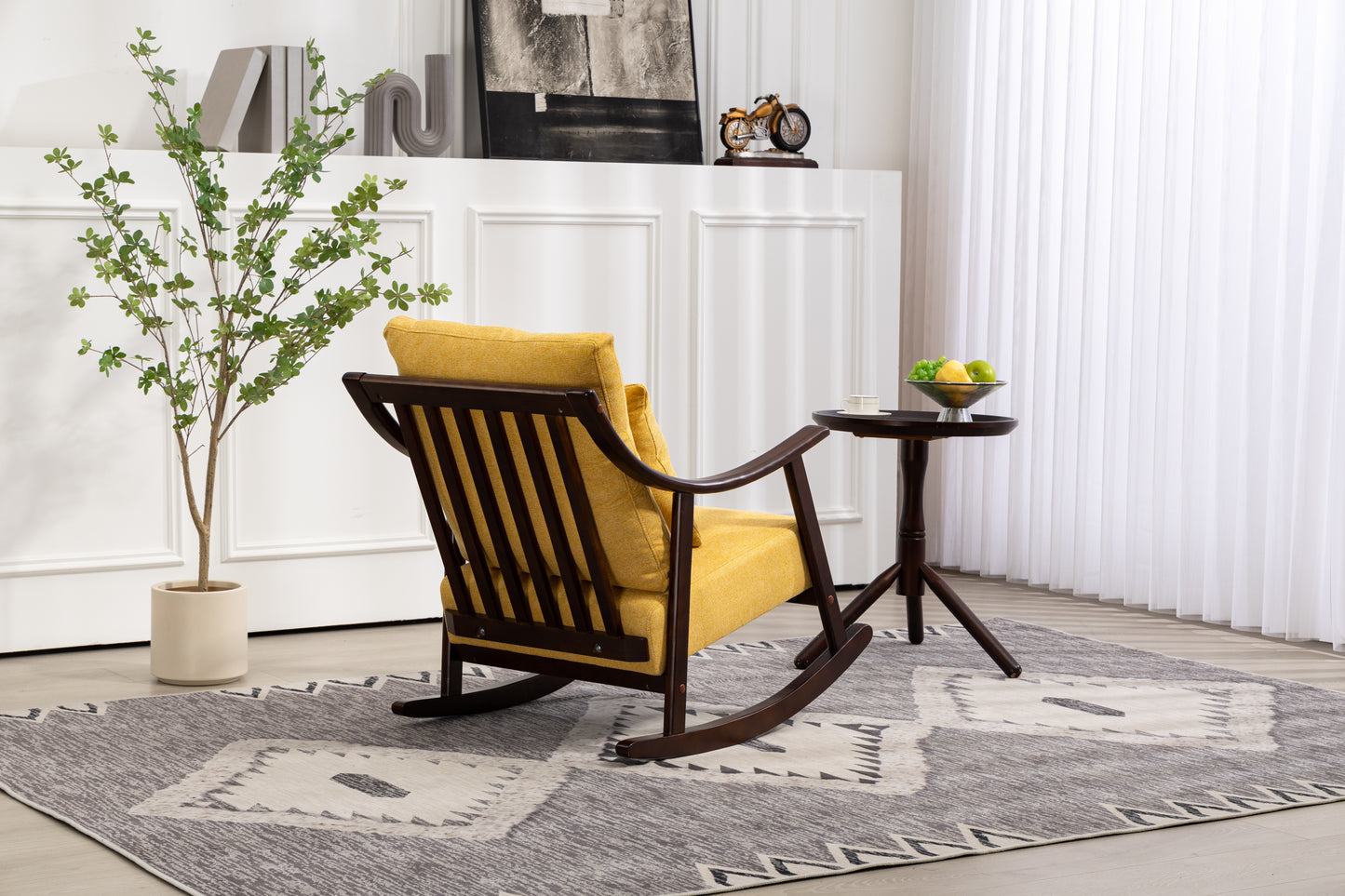 Mid Century Modern Accent Chairs Comfy Upholstered Glider Arm Chair with Solid Wood for Living Room Bedroom Balcony - LaTezza Online Shop