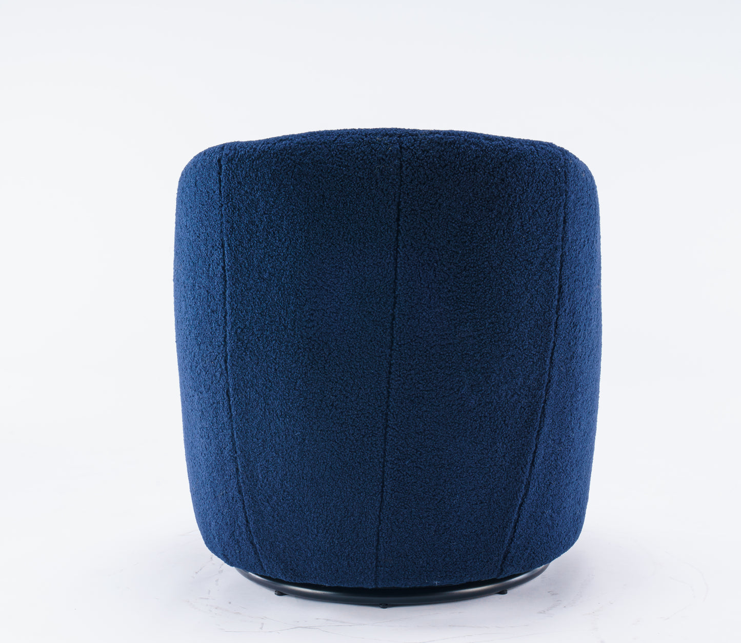 Teddy Fabric Swivel Accent Armchair Barrel Chair With Black Powder Coating Metal Ring Dark Blue - LaTezza Online Shop