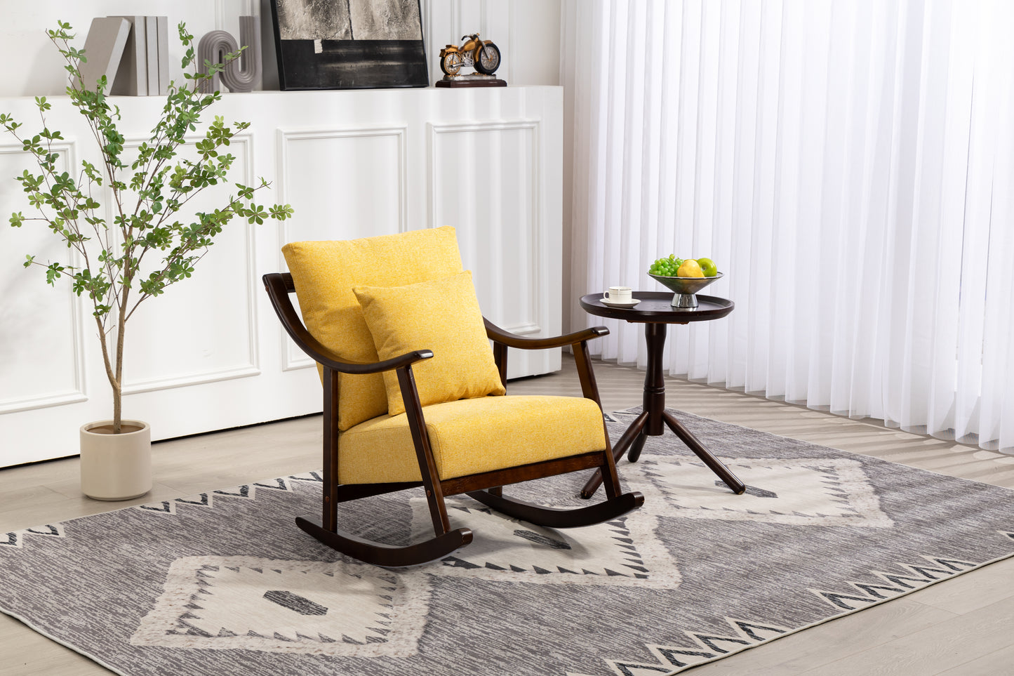 Mid Century Modern Accent Chairs Comfy Upholstered Glider Arm Chair with Solid Wood for Living Room Bedroom Balcony - LaTezza Online Shop