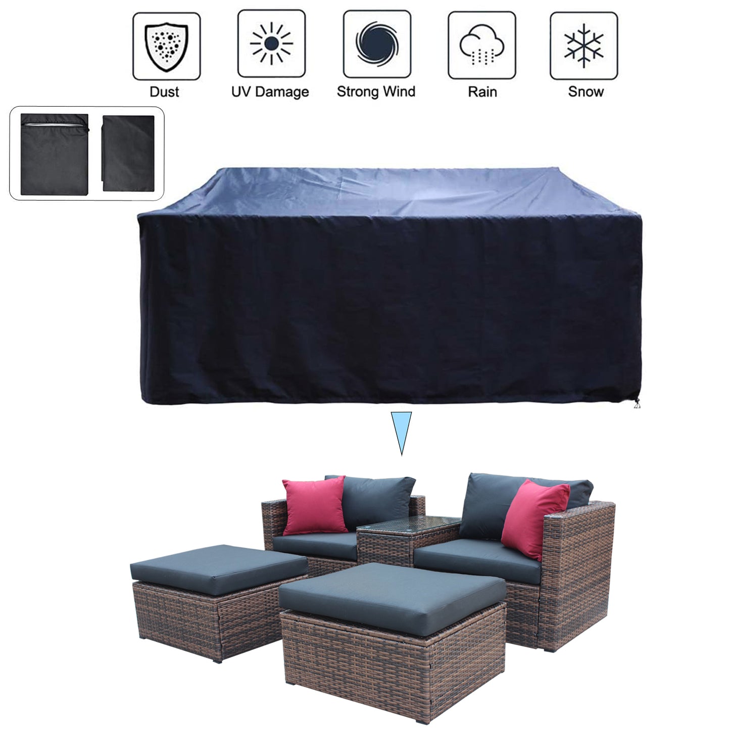5 Pieces Outdoor Patio Garden Brown Wicker Sectional Sofa Set - LaTezza Online Shop