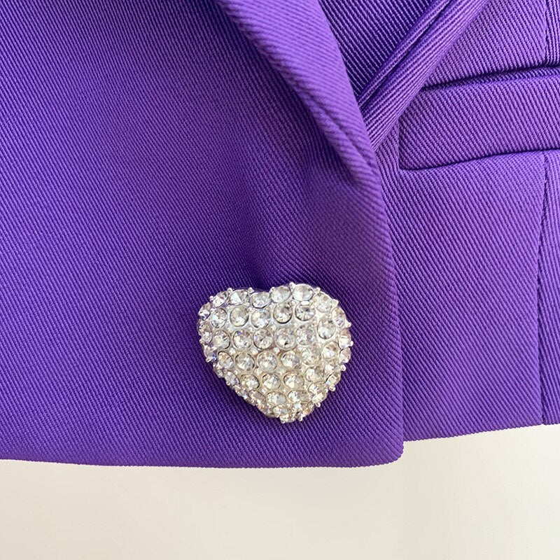 High-End Rhinestone Heart Button Bow Loose Suit Jacket Sweet Suit - LaTezza Online Shop