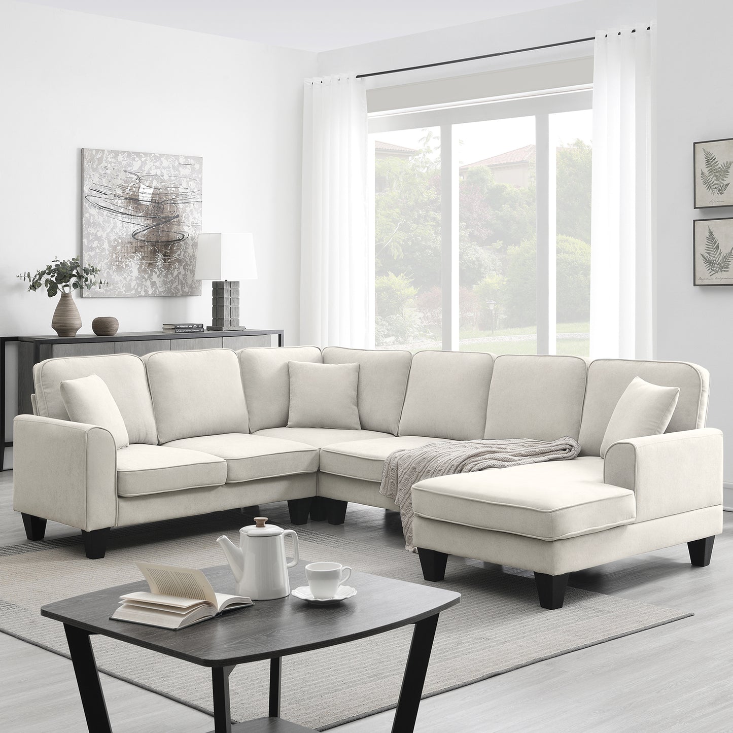 Modern U Shape Sectional Sofa Set 7 Seat Fabric - LaTezza Online Shop