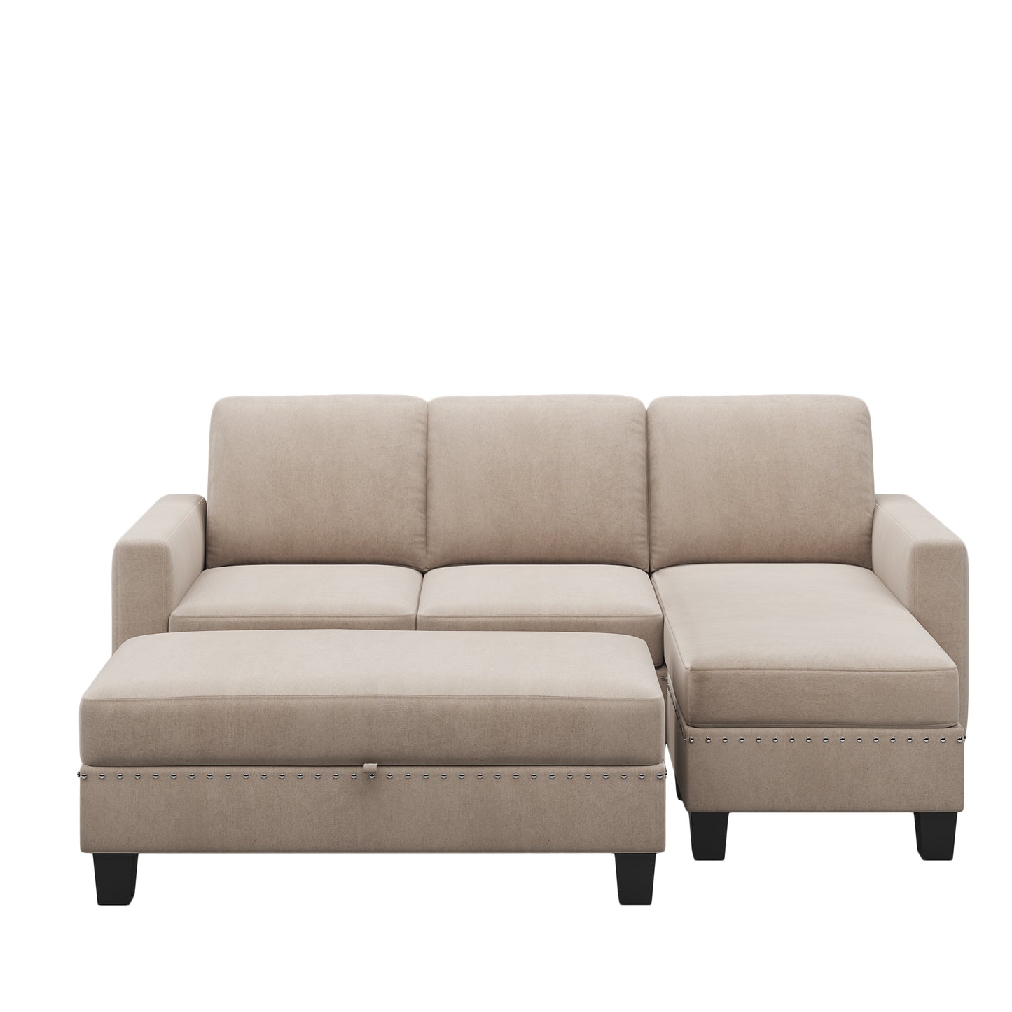 81" Reversible Sectional Couch with Storage Chaise L-Shaped Sofa for Apartment Sectional Set Warm Grey - LaTezza Online Shop