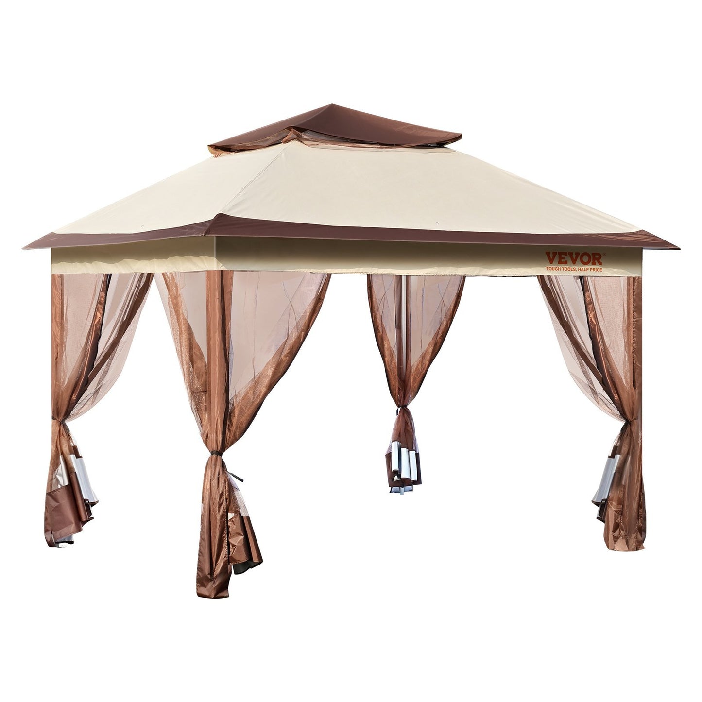 VEVOR Patio Gazebo, 11 X 11 FT Pop Up Gazebo For 8-10 Person, With Mosquito Netting, Metal Frame, And PU Coated 250D Oxford Cloth, Outdoor Canopy Shelter For Patio, Backyard, Lawn, Garden, De - LaTezza Online Shop