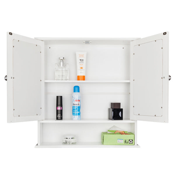 White Painted Surface Density Board, Double Mirror Door, Bathroom Cabinet