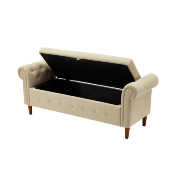 Beige Multifunctional Storage Rectangular Sofa Stool - LaTezza Online Shop