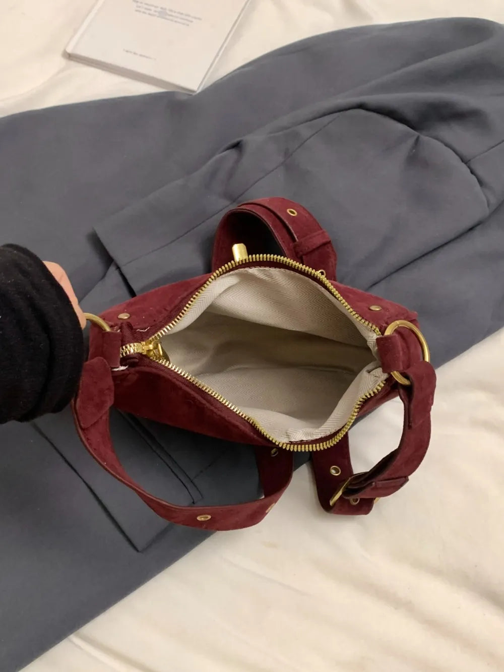 Small Suede Adjustable Strap Shoulder Bag - LaTezza Online Shop