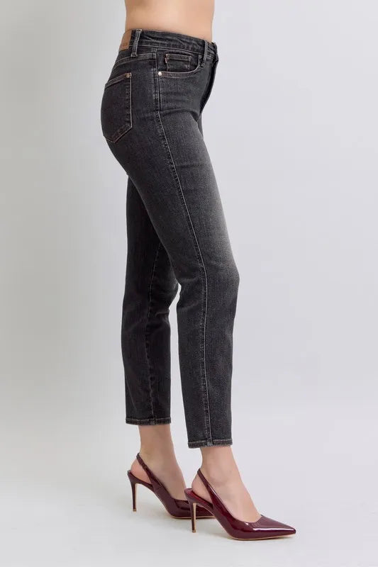 Judy Blue Full Size Mid Rise Tummy Control Slim Jeans Plus Size - LaTezza Online Shop