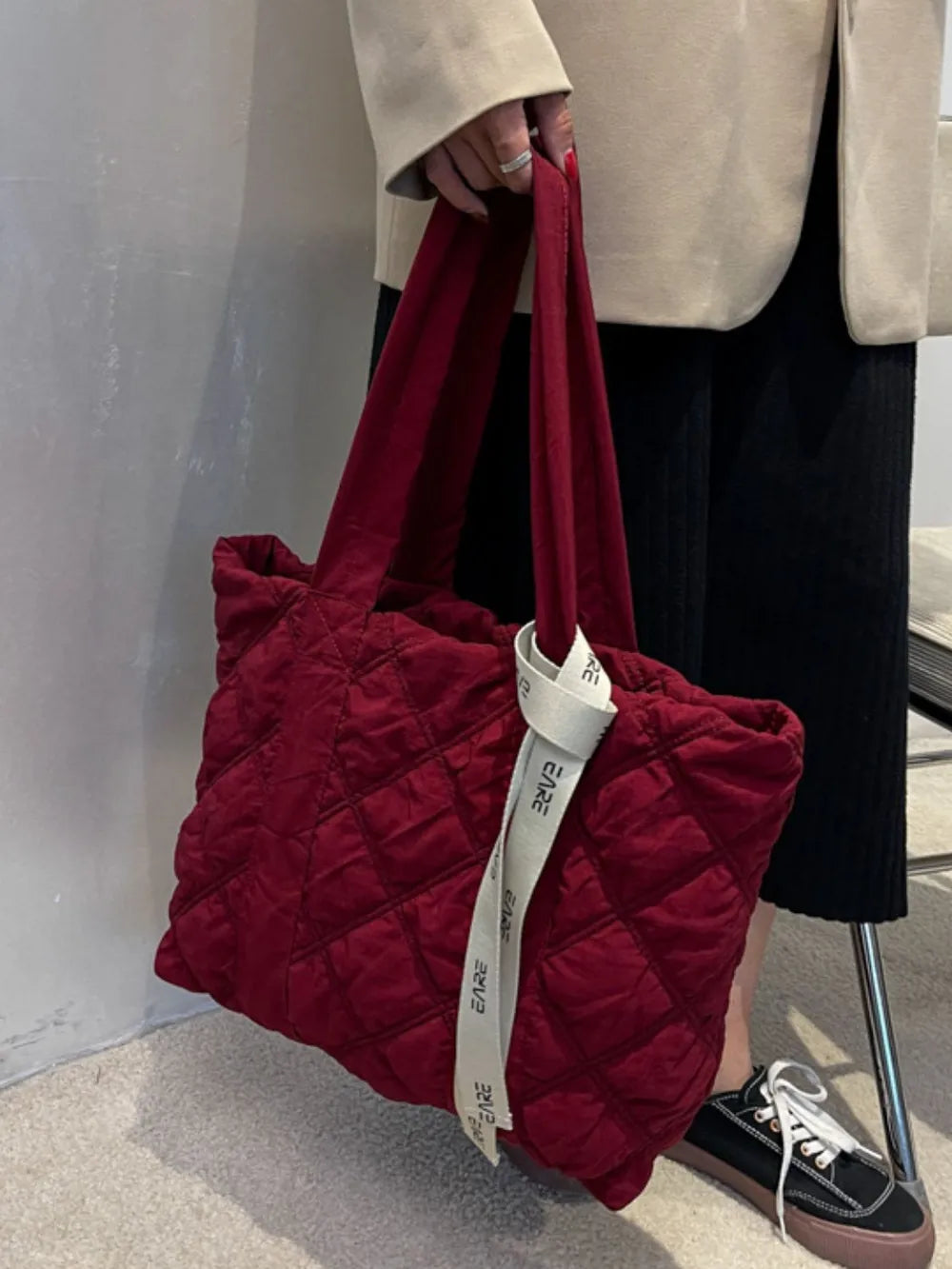 Quilted Nylon Large Tote Bag - LaTezza Online Shop