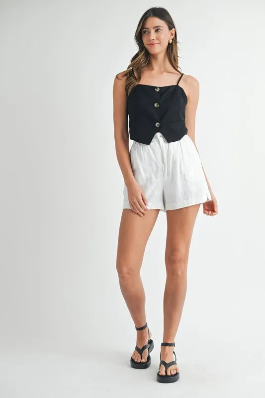 MABLE Linen Mix Button Down Tank Top - LaTezza Online Shop