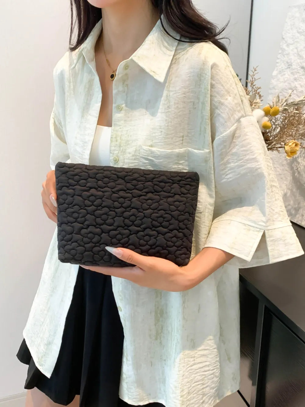 Flower Texture Polyester Clutch - LaTezza Online Shop