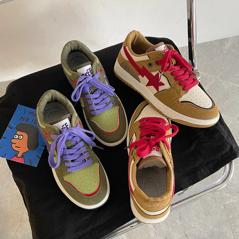 Contrast Star Lace Up Athletic Sneakers - LaTezza Online Shop