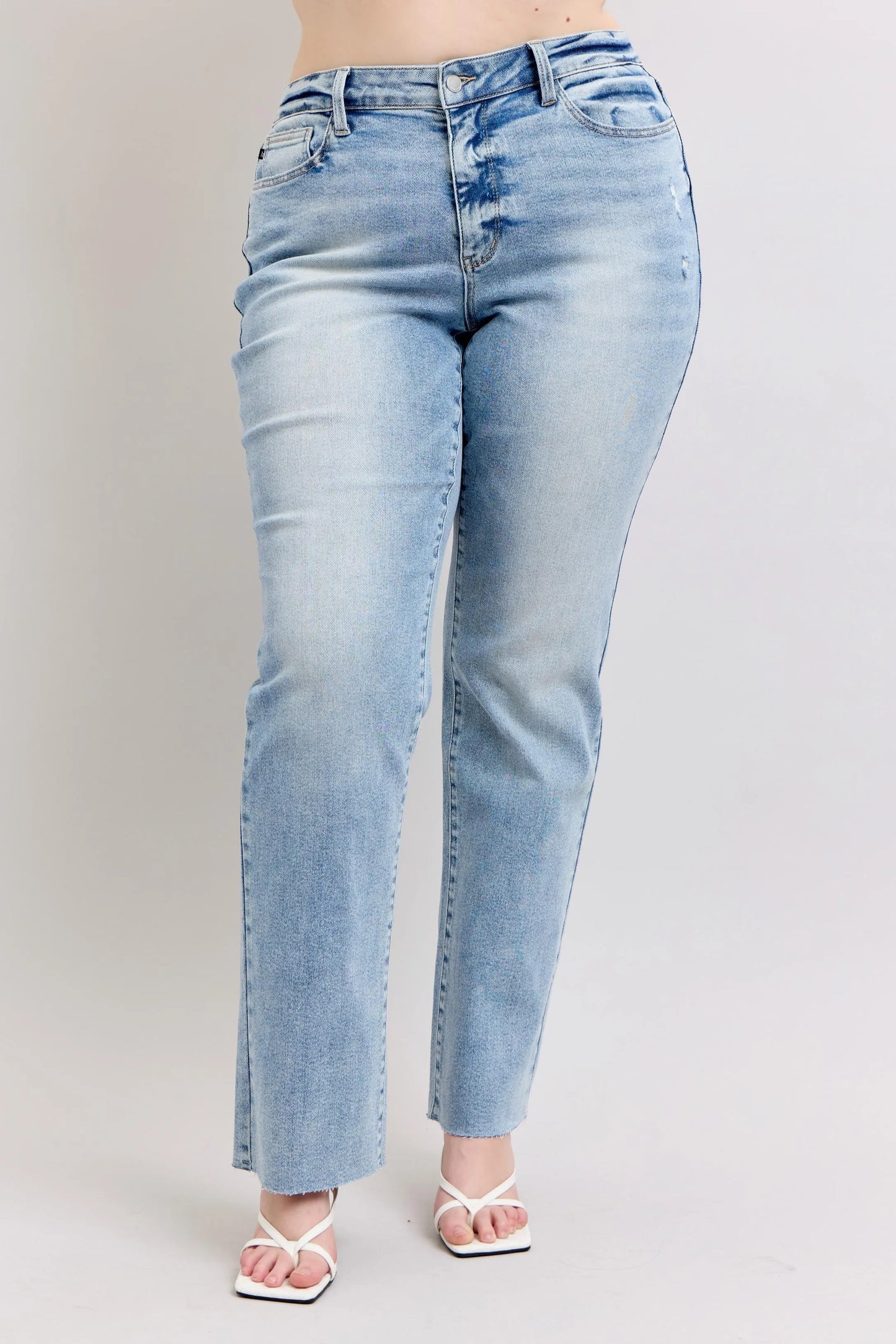 Jeans Judy Blue Full Size Mid Rise Light Wash Dad Jeans Plus Size - LaTezza Online Shop