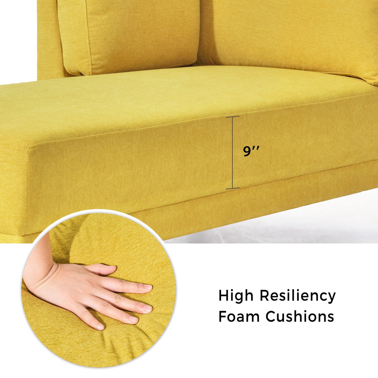 65" Mid-Century Modern Fabric Corner Lounge Chair Upholstered Indoor Chaise Lounge for Bedroom - LaTezza Online Shop