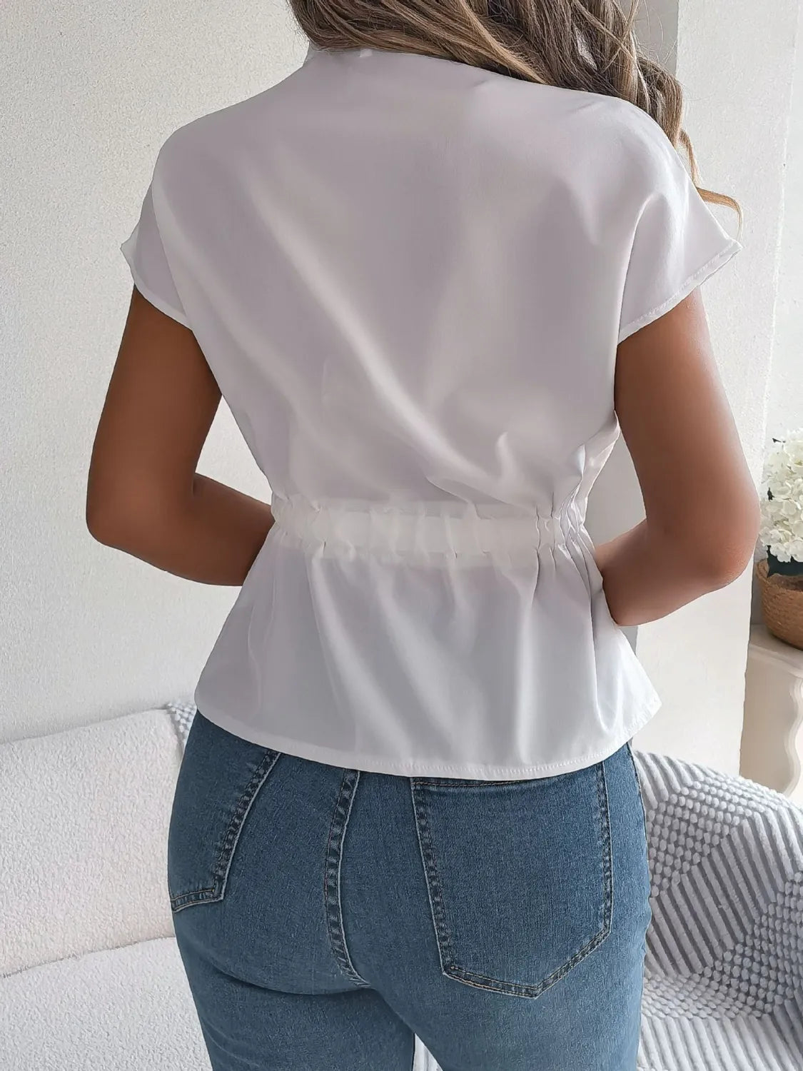 Notched Short Sleeve Blouse - LaTezza Online Shop