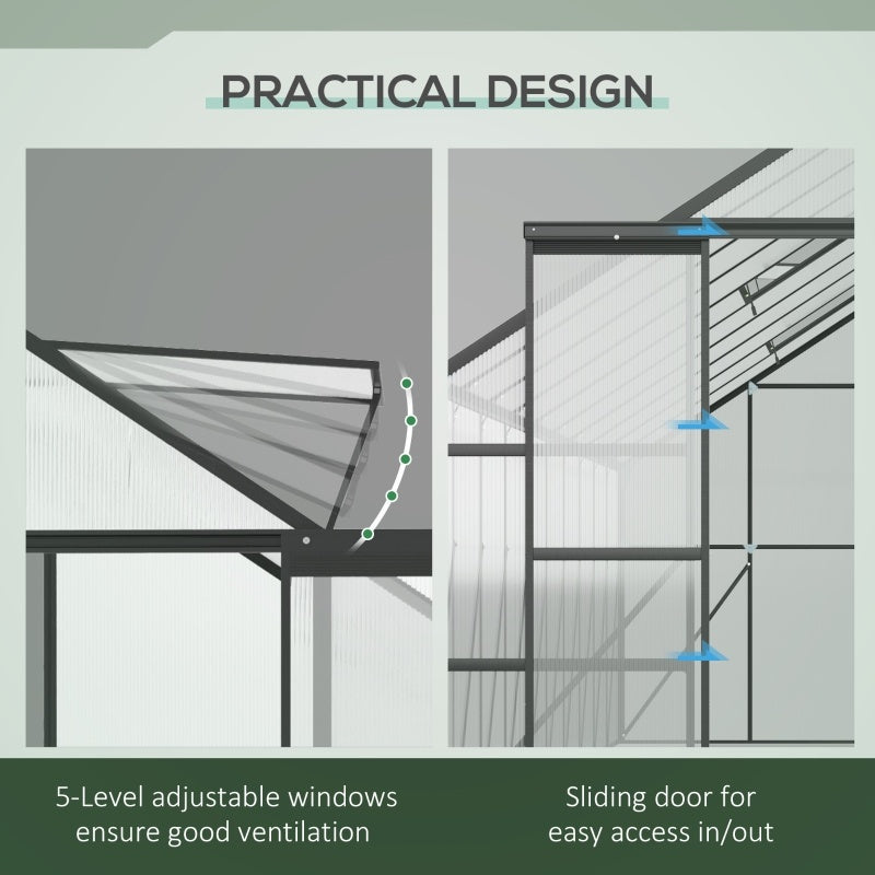 Large Greenhouse With Adjustable Roof Vent And Sliding Door Aluminum Greenhouse For Winter Clear - LaTezza Online Shop