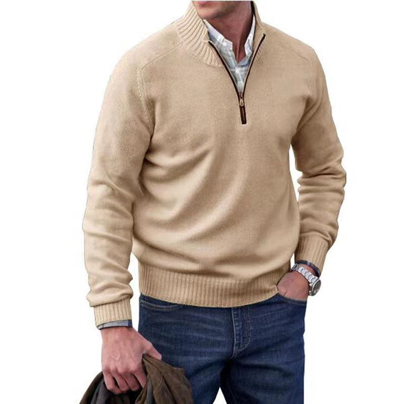 Men's Zipper Stand up Collar Sweater Wool Men's Warm Sweater - LaTezza Online Shop