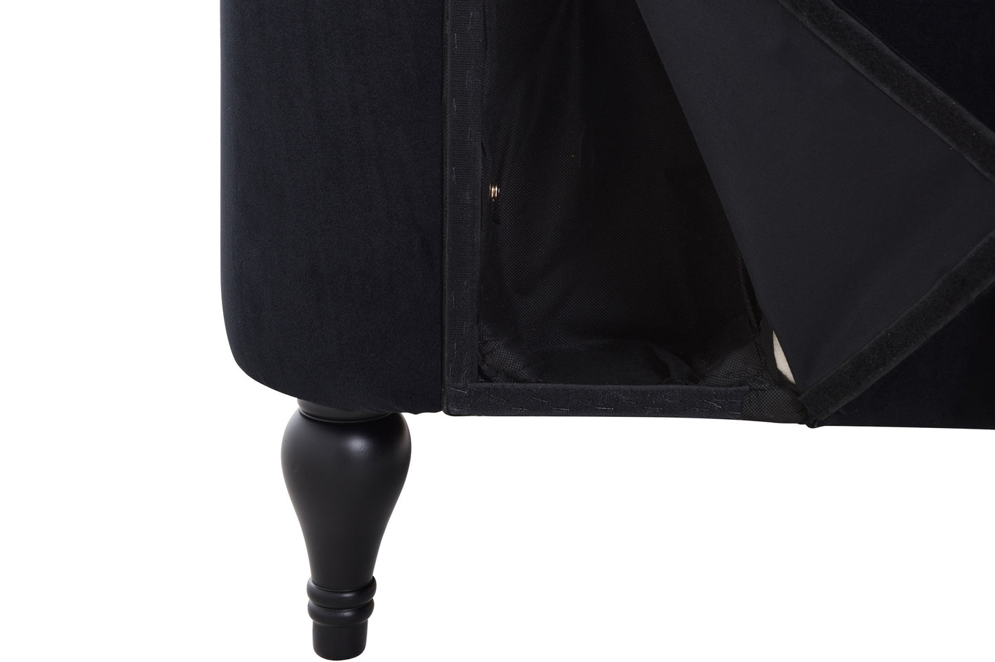 58 inch velvet lounge chair, button cluster right arm lounge chair with nail head decoration and solid wood legs - LaTezza Online Shop