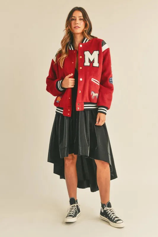 MABLE M Bomber Varsity Jacket with Patch Detail - LaTezza Online Shop