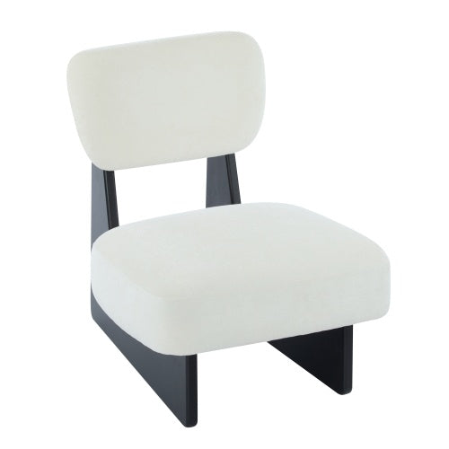 Set Of 2 Modern Beige Lounge Chair With Polyester Upholstery Sturdy Black Wood Base - LaTezza Online Shop